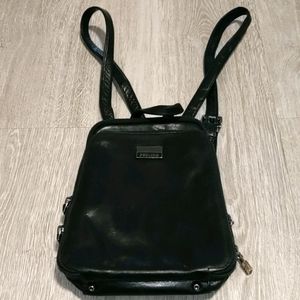 Perlina Black Leather Backpack